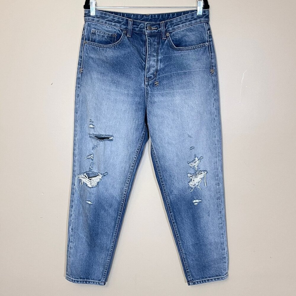 Ksubi Distressed Straight Tapered Button Fly Jeans - Men's Size 32*28